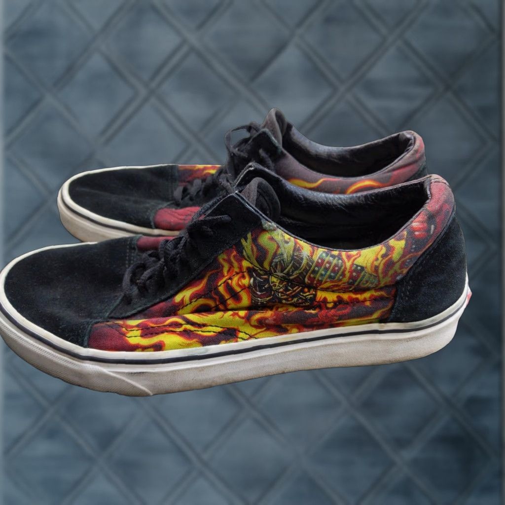 Vans Vans Flame Skull Shoes Mens 9 Black Suede Low Top Skate Sneakers Womens 10.5 EU 42 UK 8 Colorblock Pattern Nike? Size M / US 6-8 / IT 42-44 - 1 Thumbnail