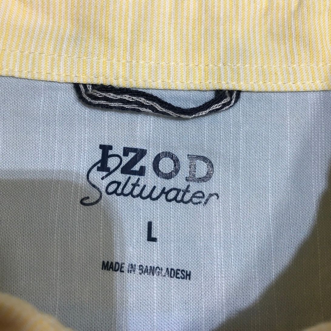 Izod IZOD Saltwater Yellow Cotton Relaxed Classic Shirt Men L Size US L / EU 52-54 / 3 - 4 Thumbnail