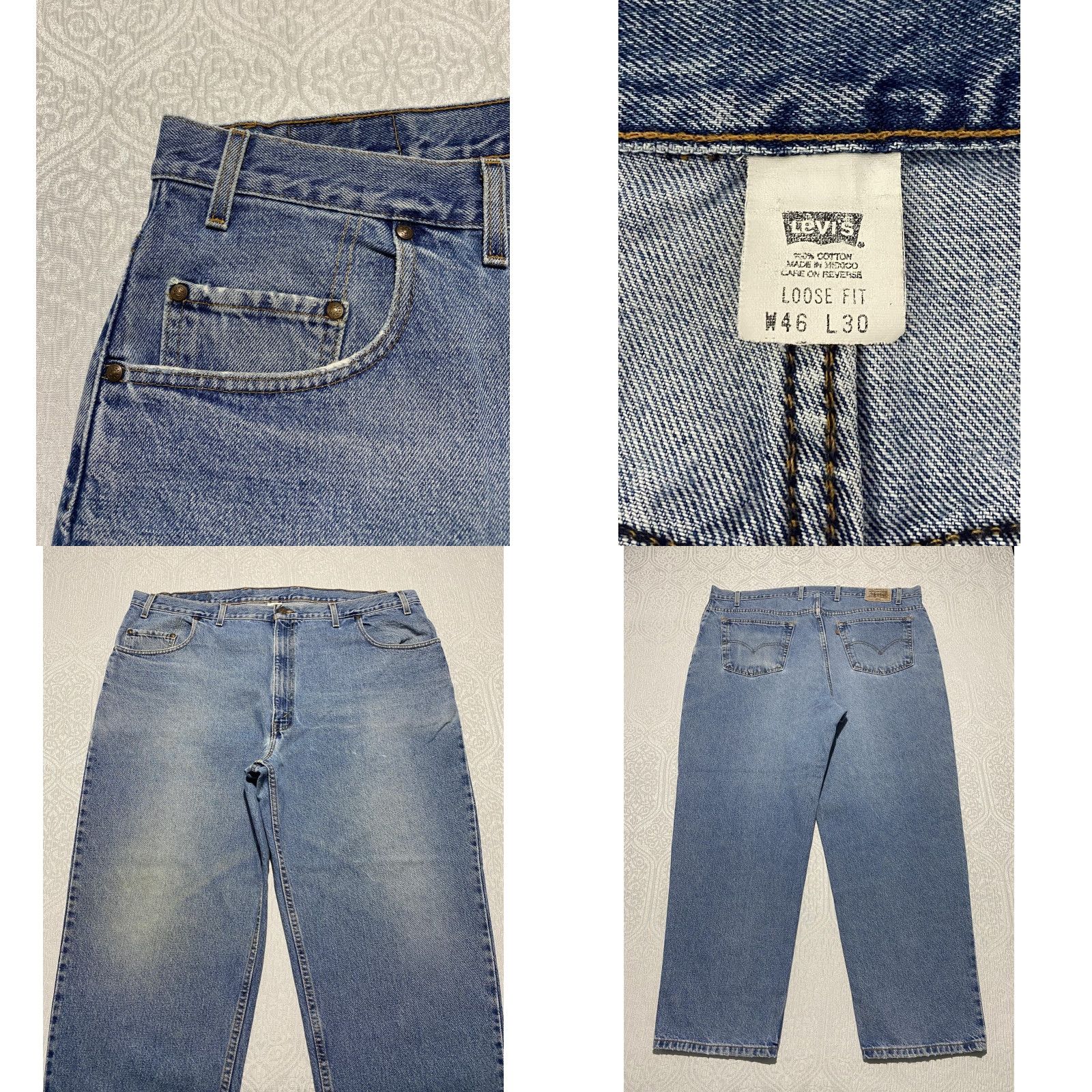 Levi's VINTAGE Levi's 545 Jeans Mens 46x30 Medium Wash Loose Fit Straight Leg Denim 5-Pocket Design Blue Cotton Relaxed 100% Zip fly Jeans Mens Size US 30 / EU 46 - 8 Thumbnail