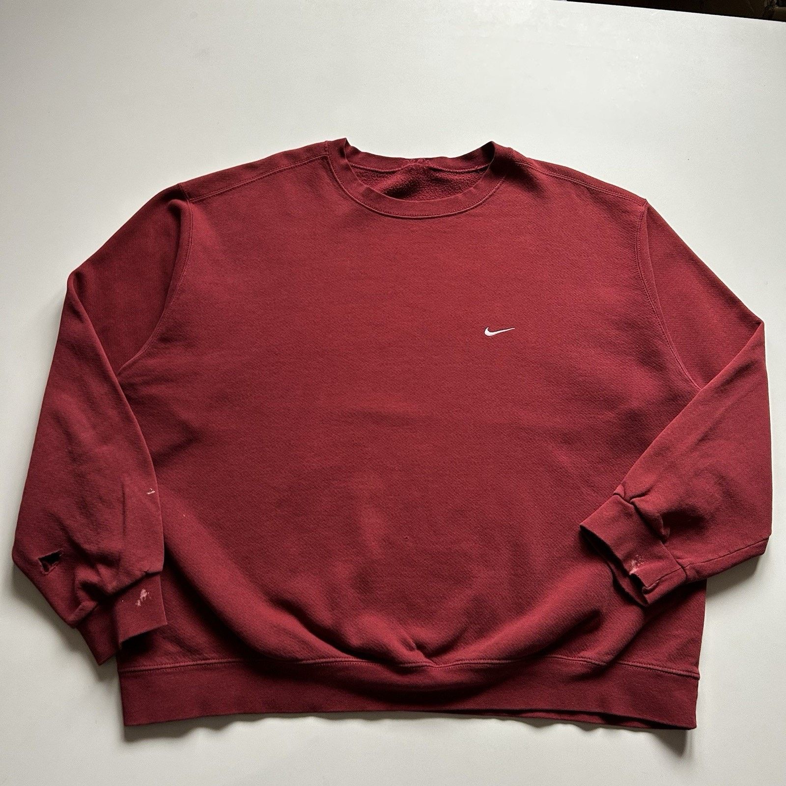 Nike Vintage 90s Nike Sweatshirt XXL Burgundy Red Swoosh Crewneck Size US XXL / EU 58 / 5 - 1 Thumbnail