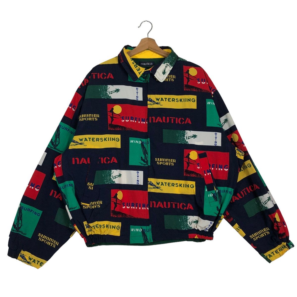 Nautica 🔥90s Bomber Jacket Reversible Overprint Nautica Color Block Size US XL / EU 56 / 4 - 4 Thumbnail