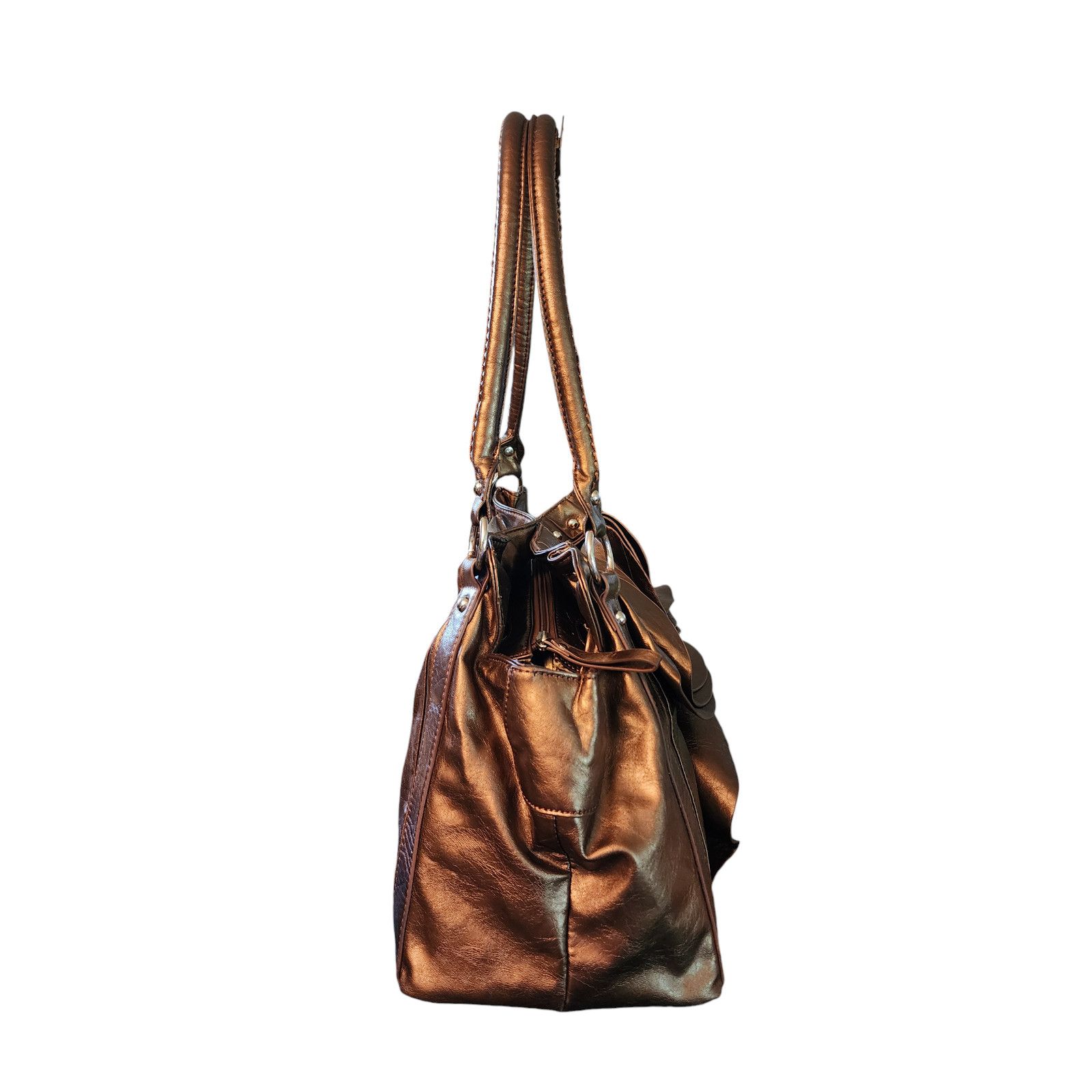 The Unbranded Brand Unbranded bronze faux-leather shoulder bag Size ONE SIZE - 8 Thumbnail