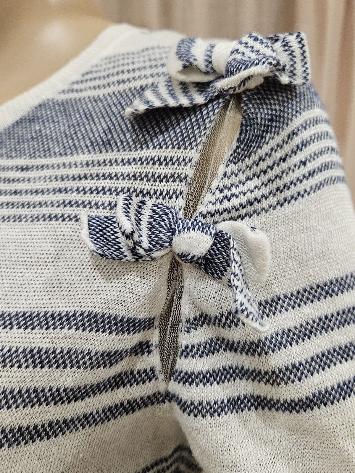 RED Valentino × Vintage Red Valentino Garavani Bow Tie Stripe Pattern Linen Dress Size S / US 4 / IT 40 - 10 Thumbnail