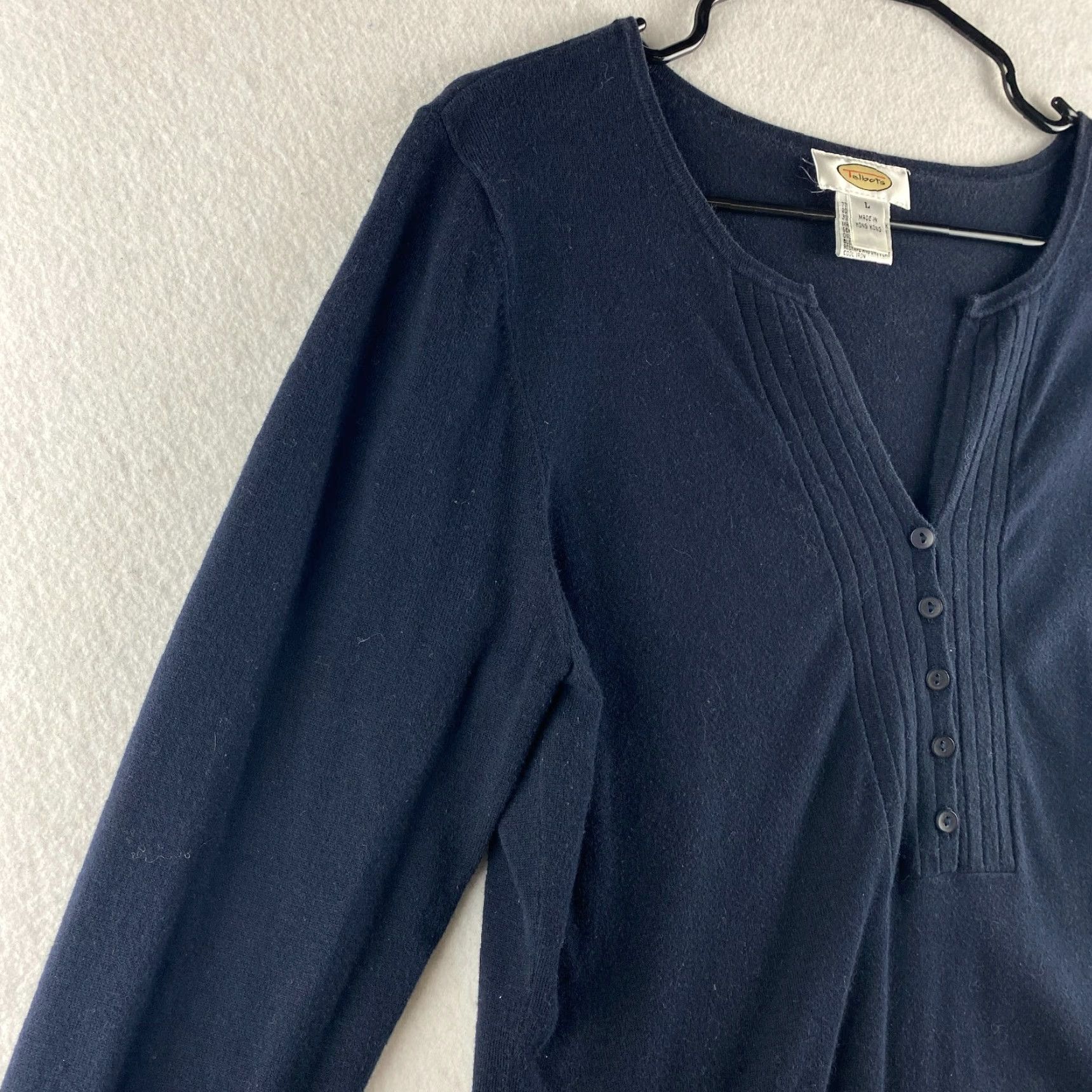 Talbots Talbots Sweater Womens L Blue V-Neck 1/2 Button Up Pullover Long Sleeve Casual Modern Shirts Size L / US 10 / IT 46 - 3 Thumbnail