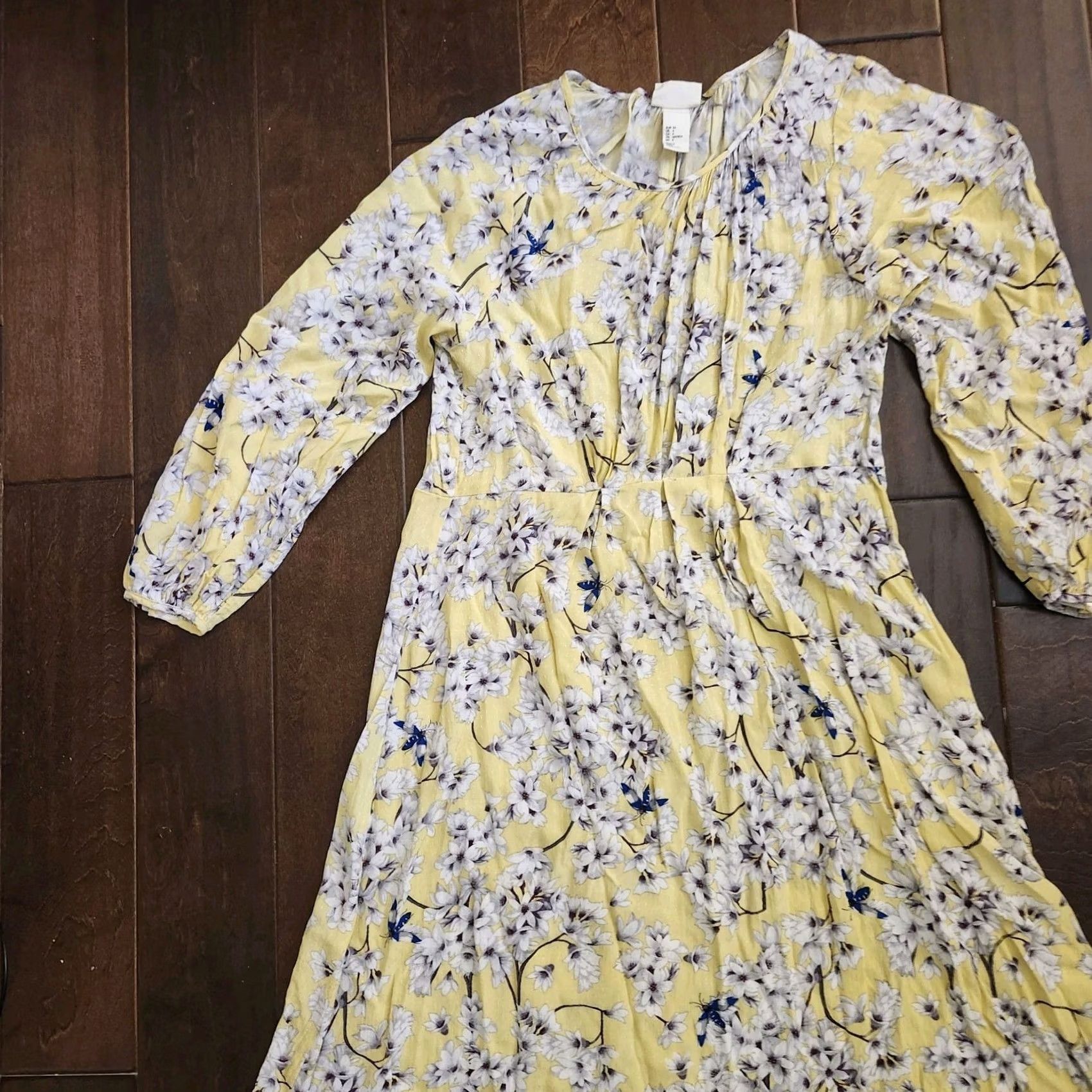 H&M H&M Dress Womens Floral Yellow Bohemian Long Sleeve Mini Pullover Size S / US 4 / IT 40 - 4 Thumbnail