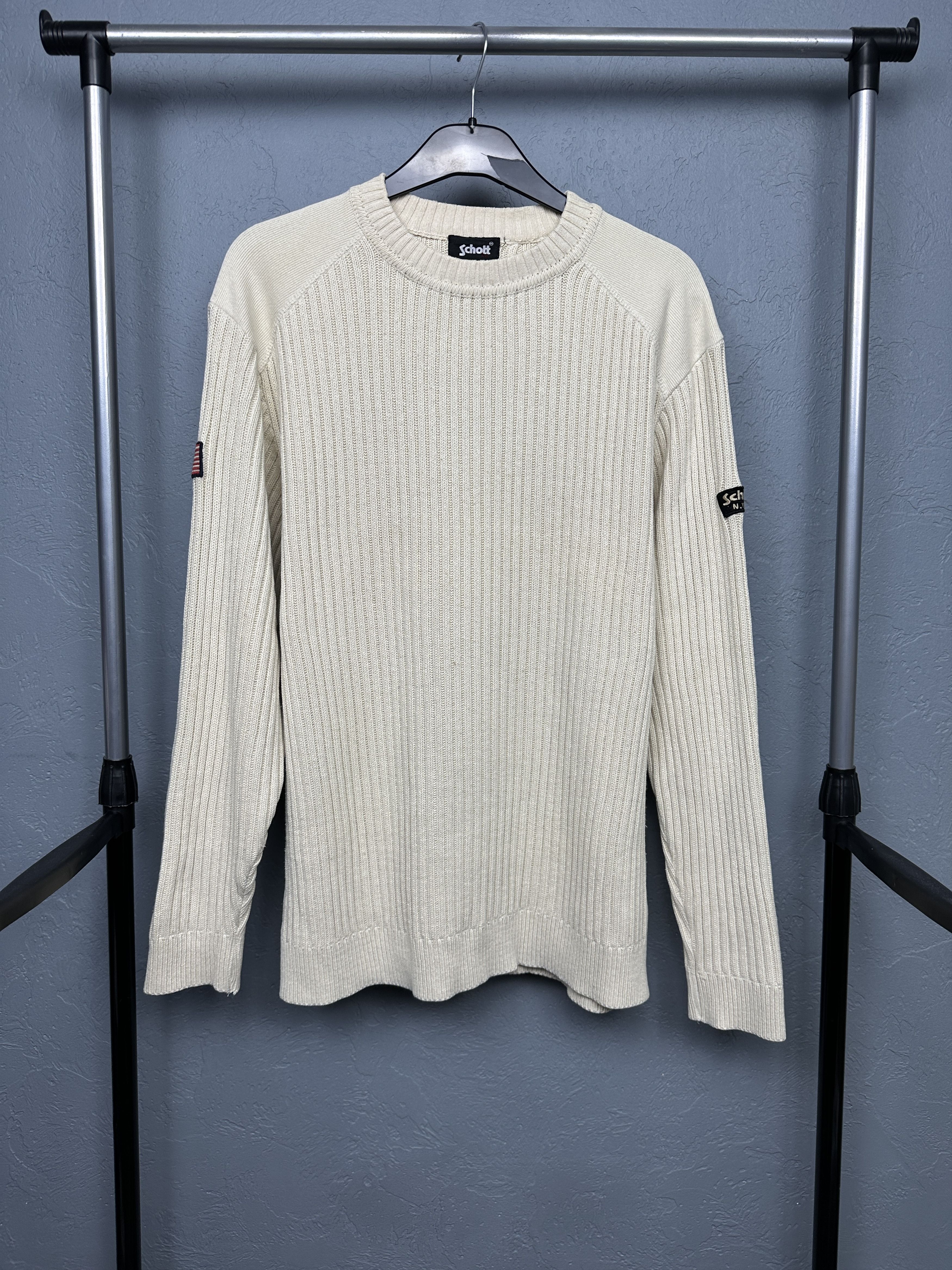 Schott Schott Vintage Mens Crew Neck Knit Sweater Size US L / EU 52-54 / 3 - 1 Thumbnail
