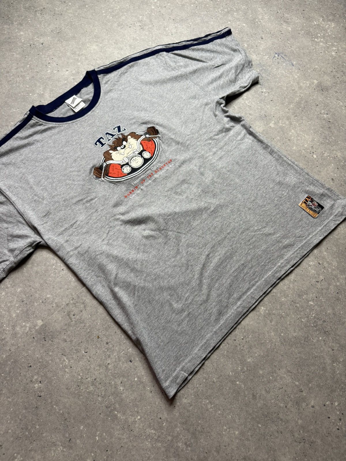 Warner Bros Y2K Taz Harley Davidson Inspired Embroidered Ringer Tee XXL Size US XXL / EU 58 / 5 - 2 Thumbnail