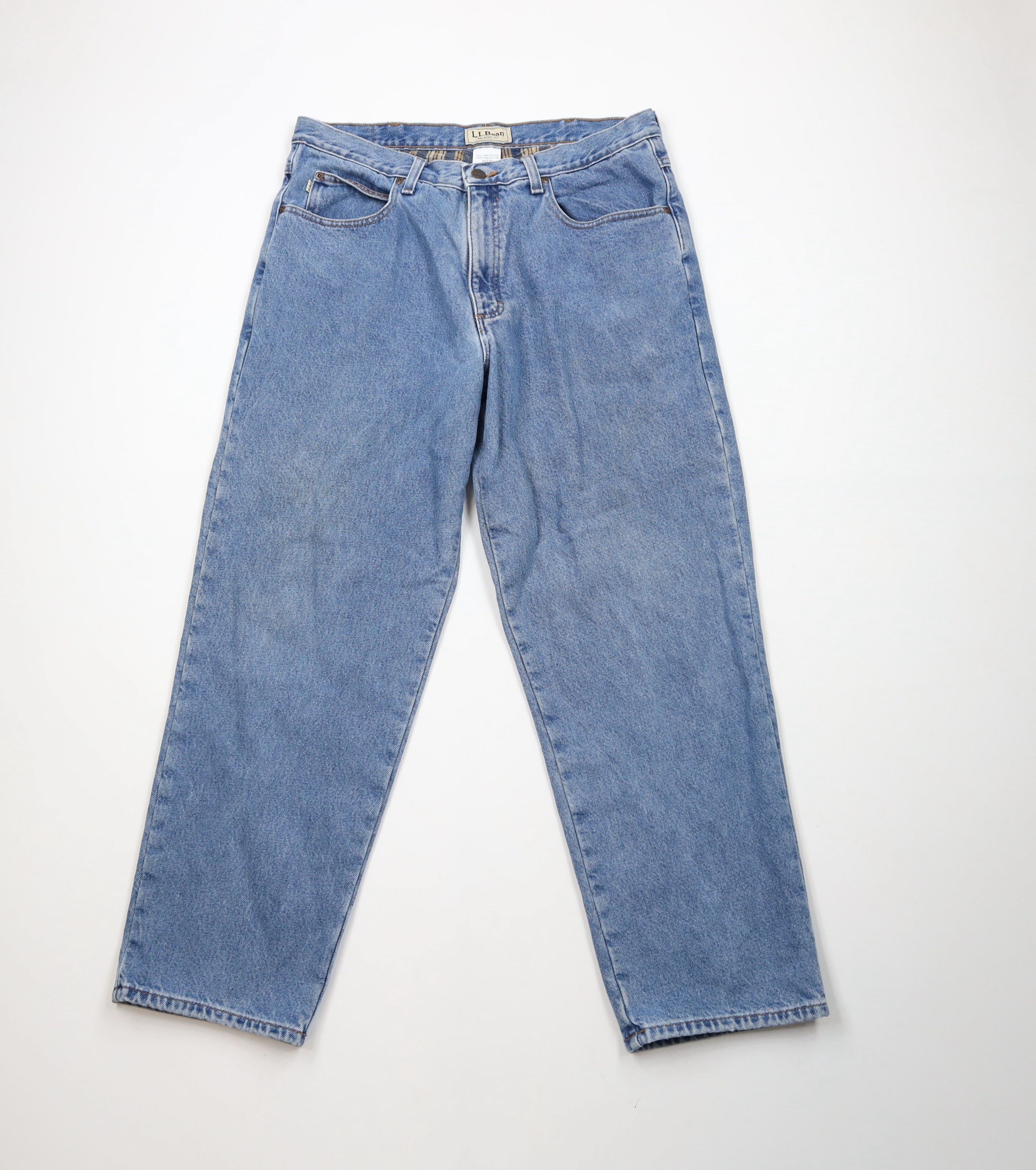 L.L. Bean × Vintage Vintage LL Bean Relaxed Fit Flannel Lined Denim Jeans Blue Size US 36 / EU 52 - 2 Thumbnail