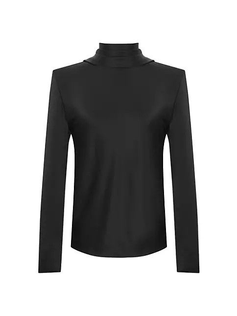 Saint Laurent Paris o1s1wg111124 Cowl-Back Blouse in Silk Satin in Black Size XS / US 0-2 / IT 36-38 - 1 Thumbnail