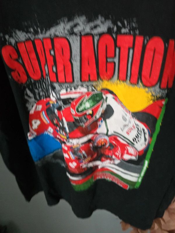 Vintage Black vintage t-shirt super action motorcycle racing Size US L / EU 52-54 / 3 - 2 Thumbnail