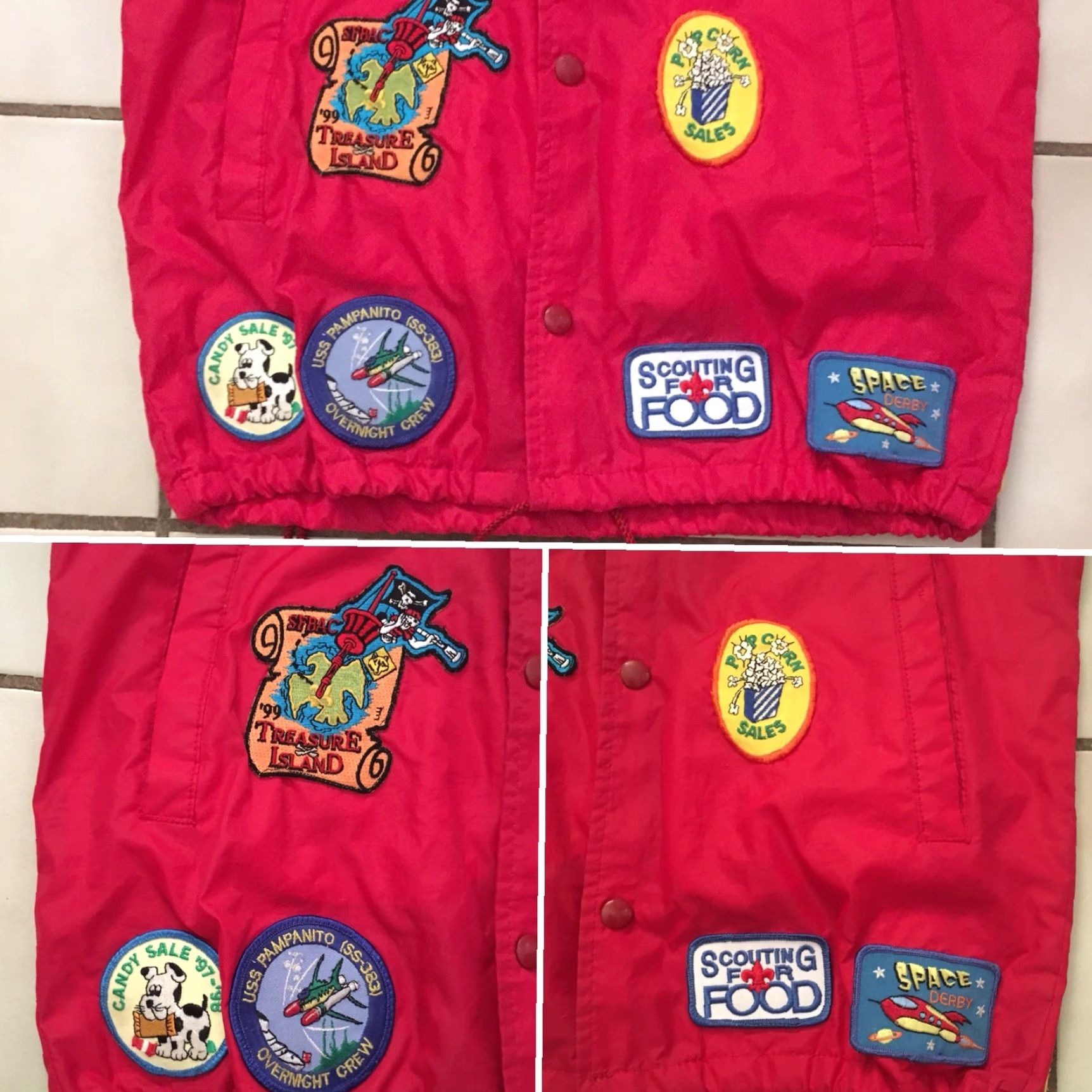 Area VINTAGE Auburn Sportswear Patches Windbreaker Jacket XS Boys Red 1990s Boy Scouts of America Bay Area Mens Size US XS / EU 42 / 0 - 6 Thumbnail