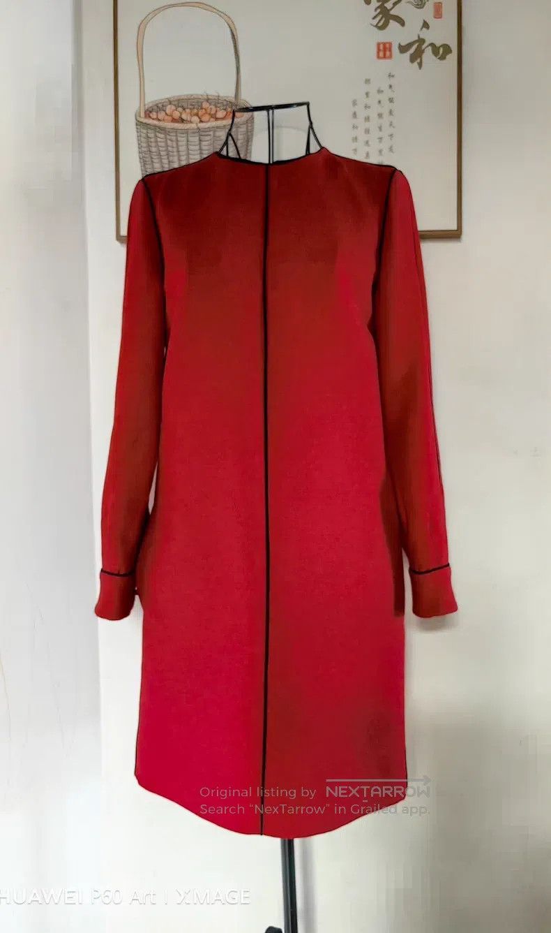 Valentino Valentino A wool silk dress with red trim Size S / US 4 / IT 40 - 1 Thumbnail