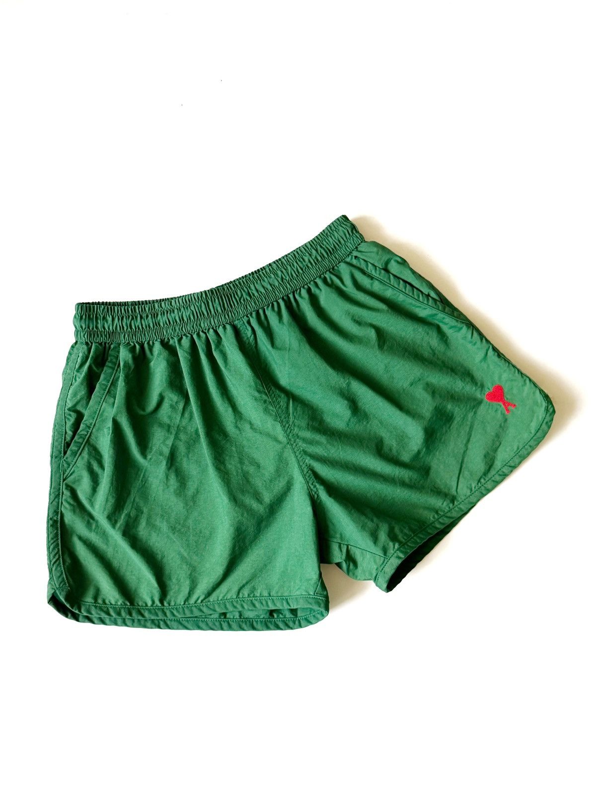 AMI AMI Paris Green Nylon Swim Shorts Red Heart Logo Mens Size S Size US 30 / EU 46 - 1 Thumbnail