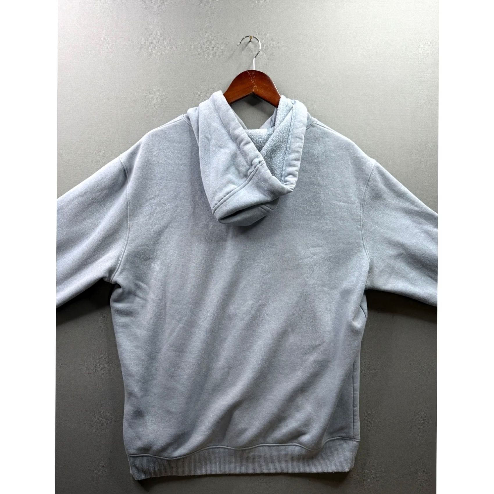 Vintage Brahma Hoodie Mens Heavyweight Fleece Lined Pullover Light Blue Kangaroo Pocket Drawstring Hooded Regular Large Mens Size US L / EU 52-54 / 3 - 6 Thumbnail