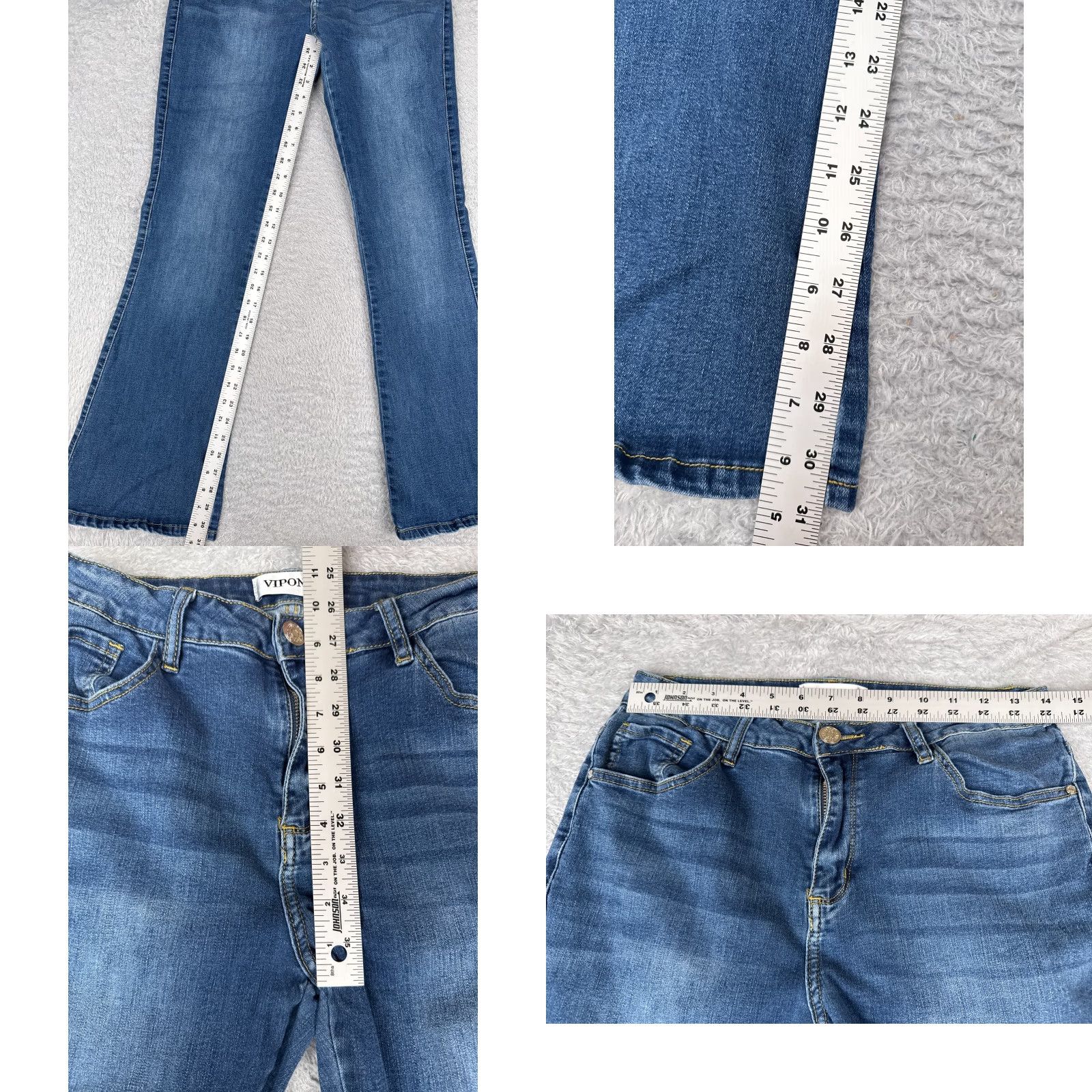 Shein Vintage SheIn Womens Jeans Flared Cotton Blend Mid Rise 28x31 Blue Denim 2010s Girls Size 32" / US 10 / IT 46 - 8 Thumbnail