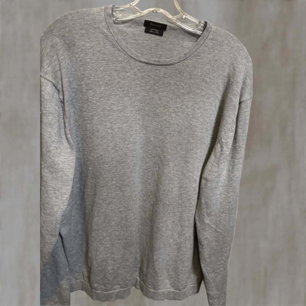 Massimo Dutti Massimo Dutti Men’s Cotton Crewneck Long Sleeve Pullover Sweater Gray Large Size US L / EU 52-54 / 3 - 1 Thumbnail