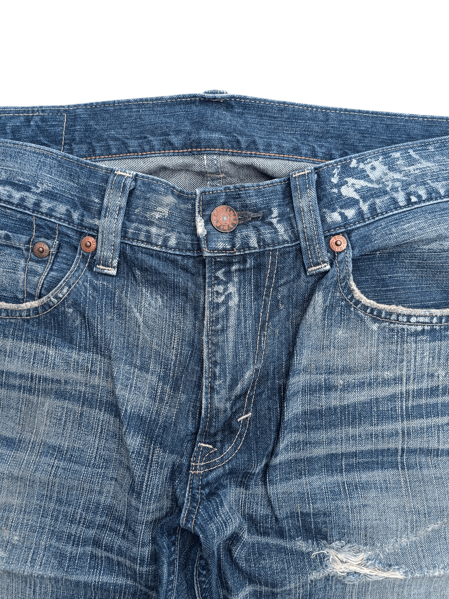 Edwin FLARED Edwin 503 Blue Trip Dirty Mud Wash Distressed Jeans Size US 35 - 16 Thumbnail