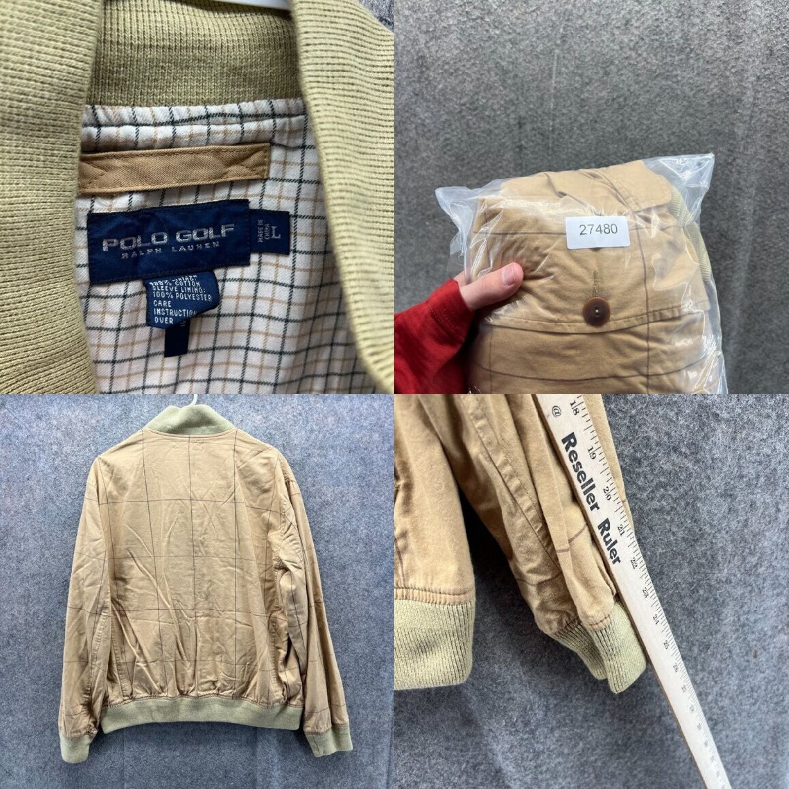 Ralph Lauren Ralph Lauren Jacket Mens Large Bomber Lined Beige Khaki Windowpane Vintage A2 Style Size US L / EU 52-54 / 3 - 8 Thumbnail