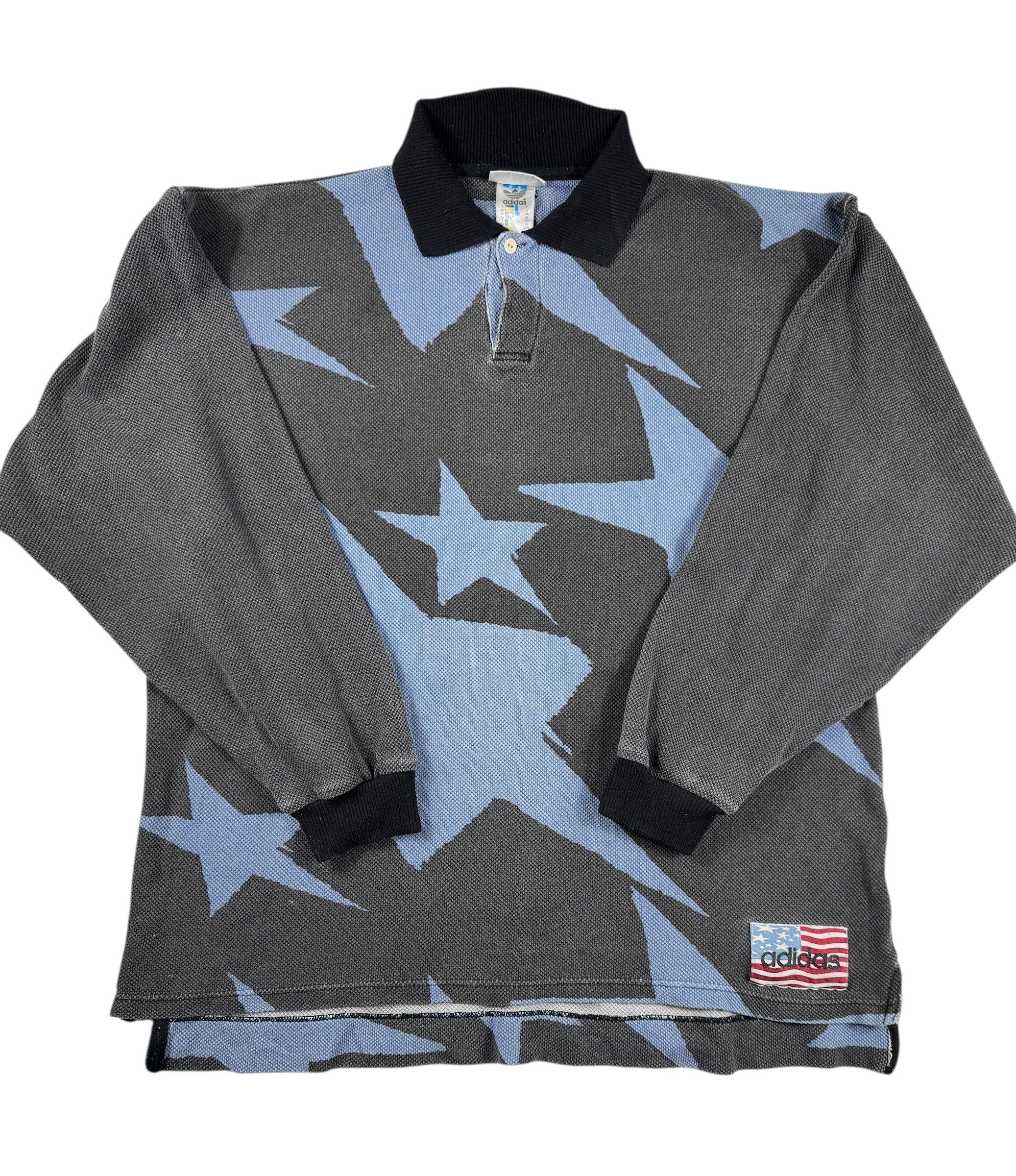 Adidas Adidas Long Sleeve Oversized Polo USA Stars Grey/Blue 90s Size US M / EU 48-50 / 2 - 3 Thumbnail