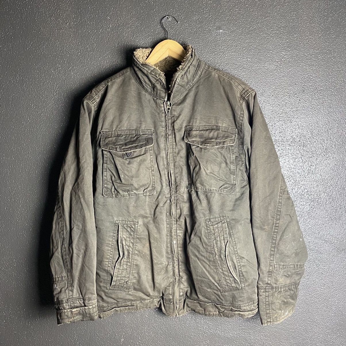 image of 14Th Addiction x If Six Was Nine Arizona Lined Faux Fur Sherpa Multipocket Jacket in Army Green (Si