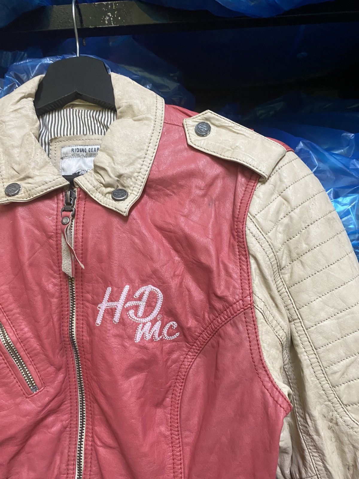Harley Davidson Vintage Harley-Davidson Red Cream Leather Motorcycle Jacket Size XS / US 0-2 / IT 36-38 - 8 Thumbnail