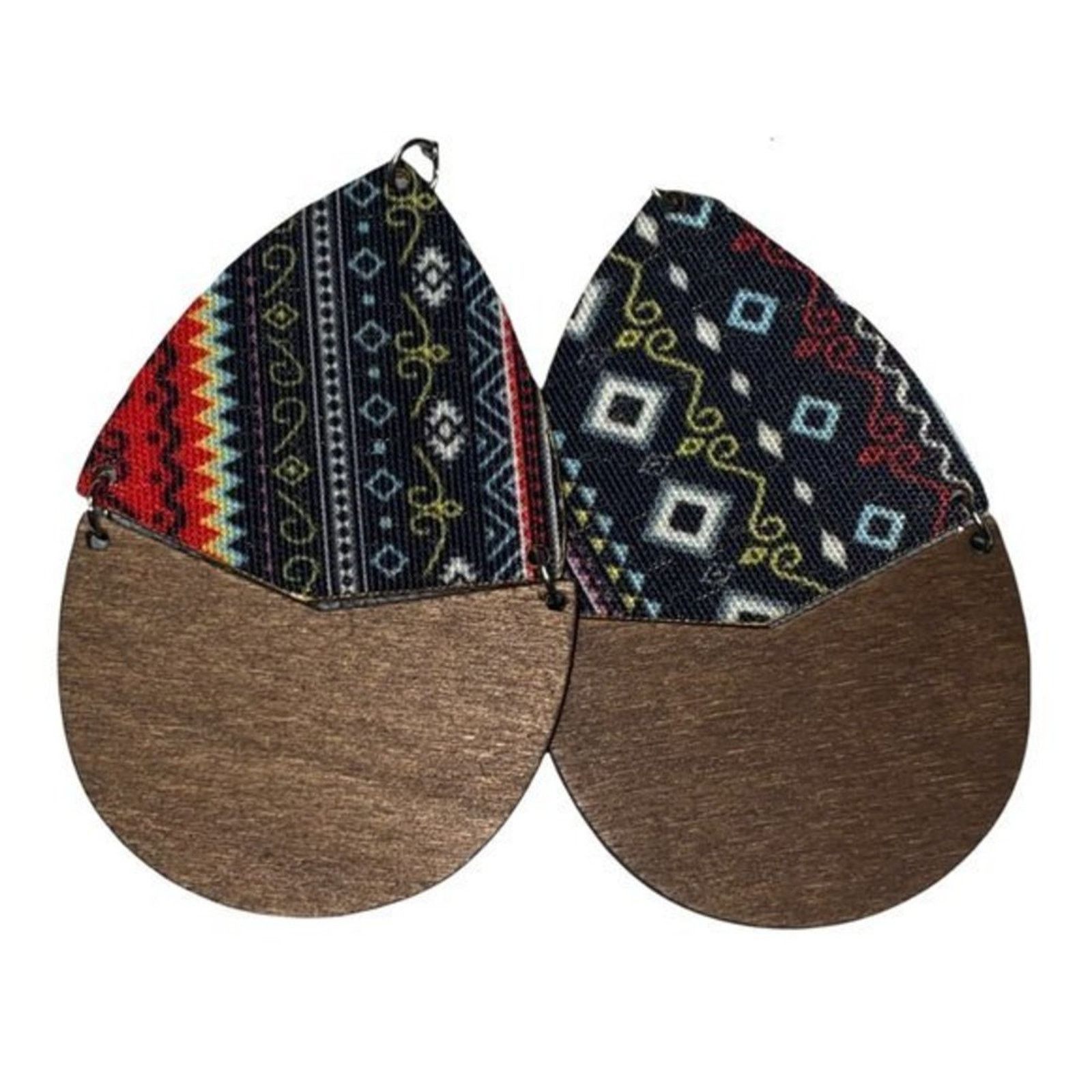 Other NWT Wooden Fabric Covered Boho Aztec Dangle Earrings Black Size ONE SIZE - 5 Thumbnail