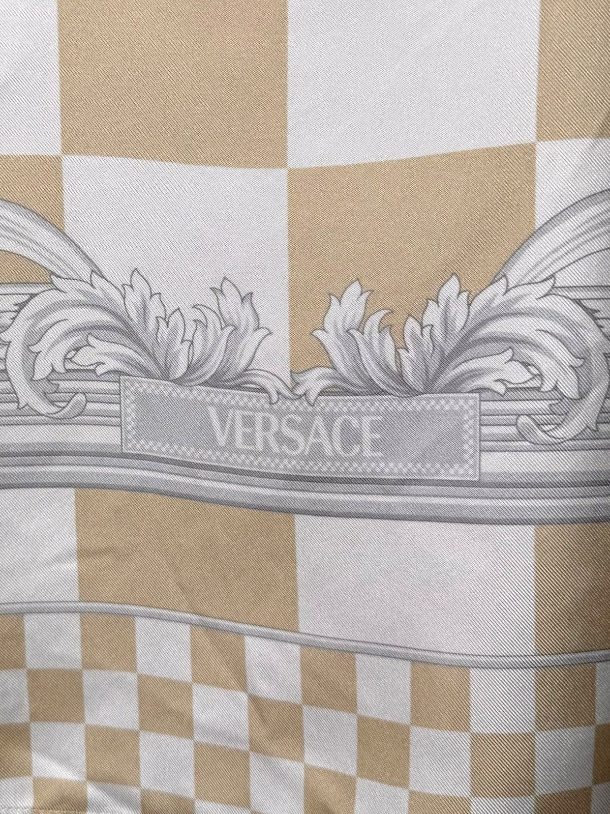 Versace Versace Silk Shirt Medusa Checkerboard Beige Size US M / EU 48-50 / 2 - 9 Thumbnail