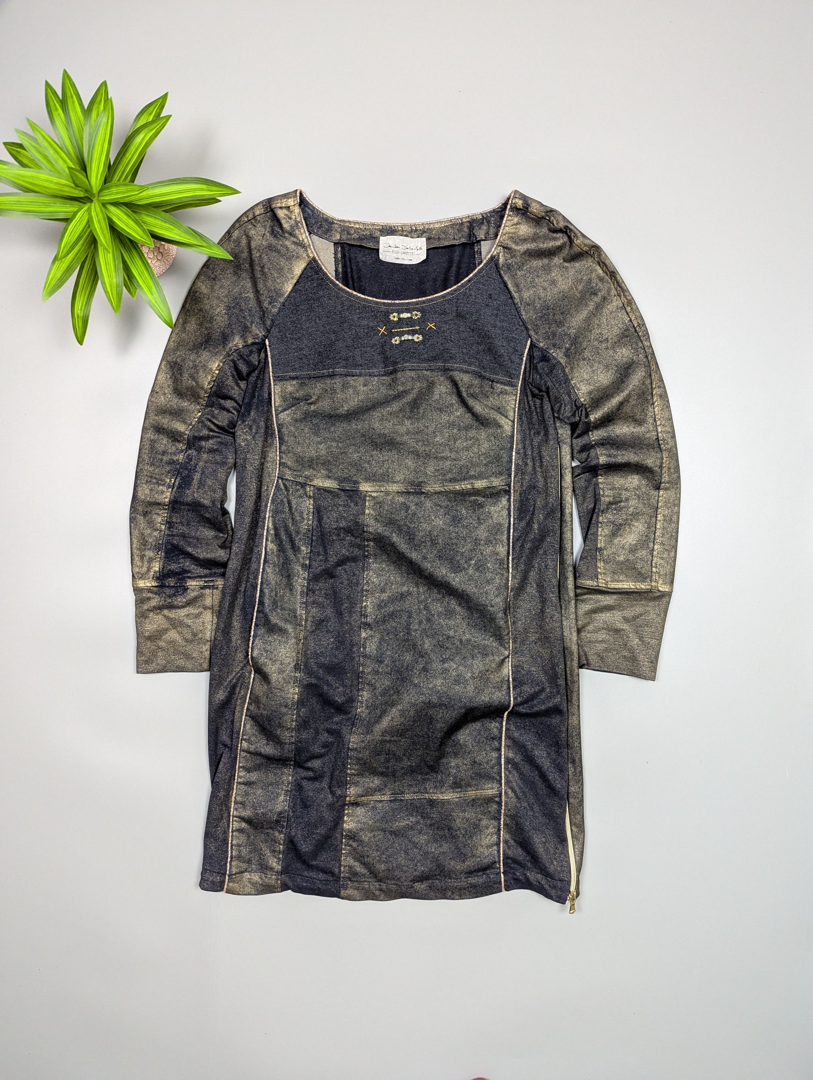 Elisa Cavaletti Boho Patchwork Lagenlook Tunic Dress Size M