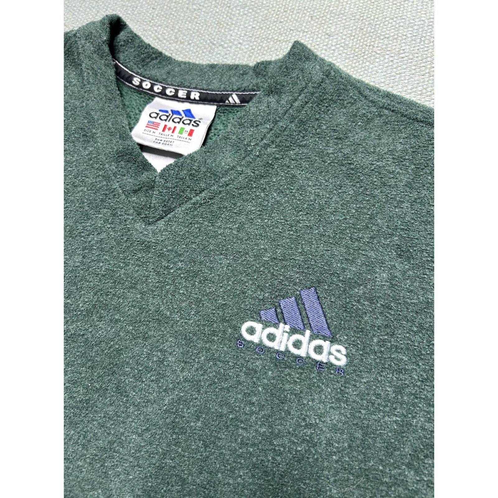 Adidas VINTAGE adidas Fleece Sweater Pullover Shirt Soccer V Neck Forest Green Large Mens Size US L / EU 52-54 / 3 - 2 Thumbnail