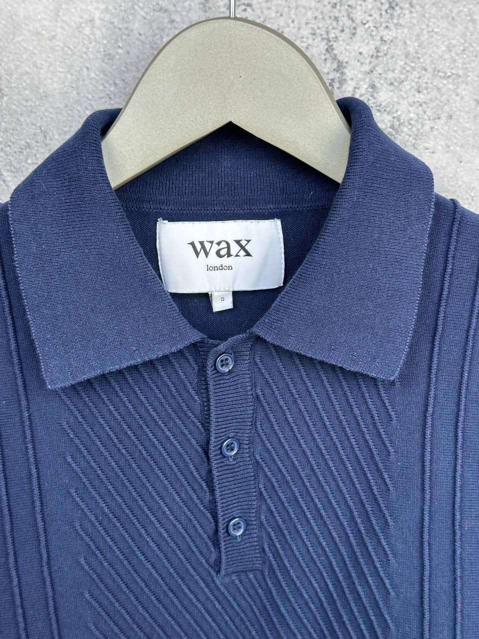Wax London Wax London Naples Knit Polo Shirt Navy Ribbed SS Cuffs Size US S / EU 44-46 / 1 - 9 Thumbnail