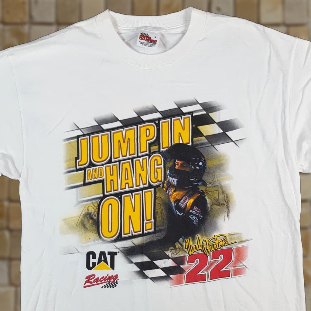 Burton Vintage Y2K Ward Burton CAT Racing NASCAR Size L Retro White T Shirt 00s Size US L / EU 52-54 / 3 - 1 Thumbnail