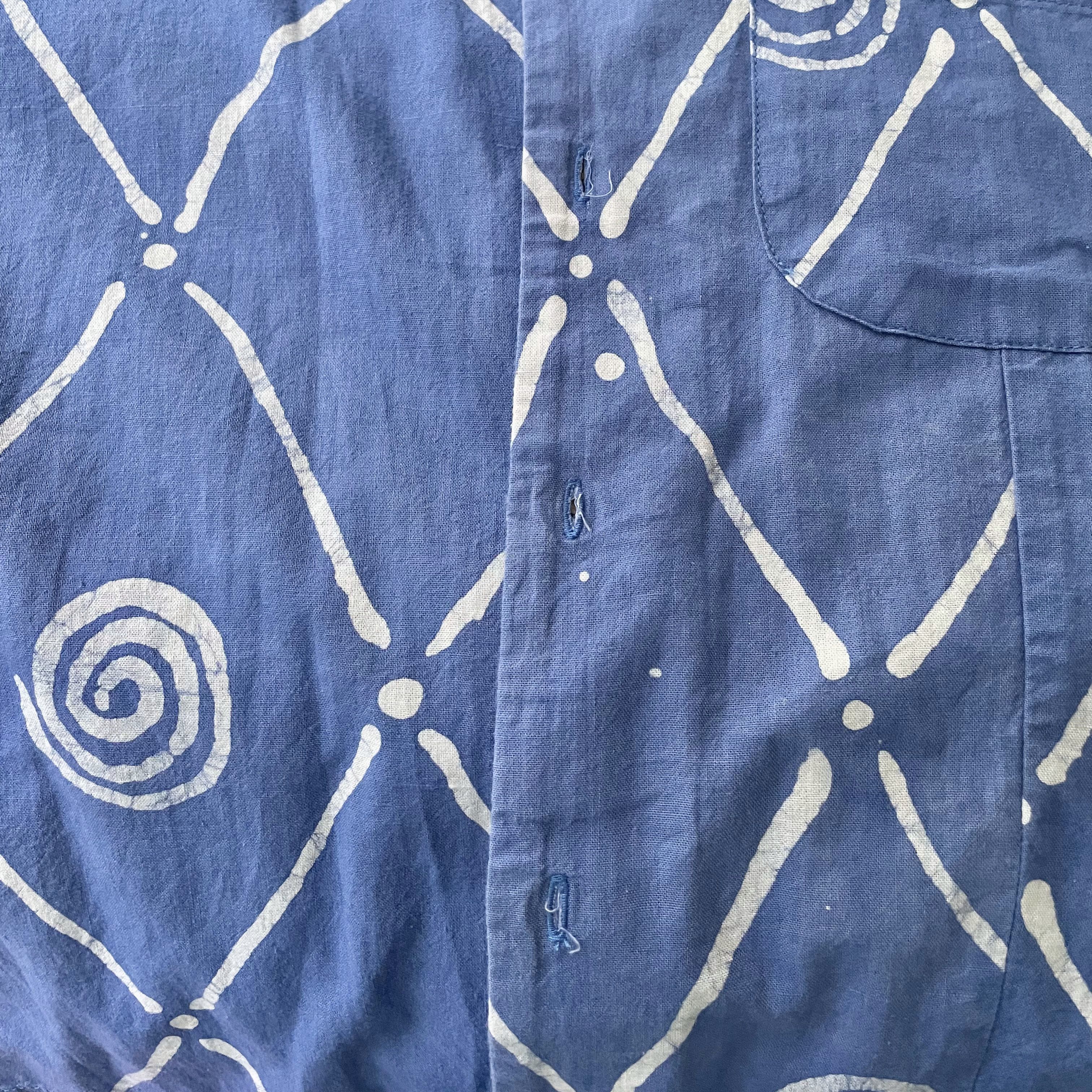 Post-Imperial Post-Imperial Azure Blue ‘Ijebu’ Adire Camp Shirt - L Size US L / EU 52-54 / 3 - 13 Thumbnail