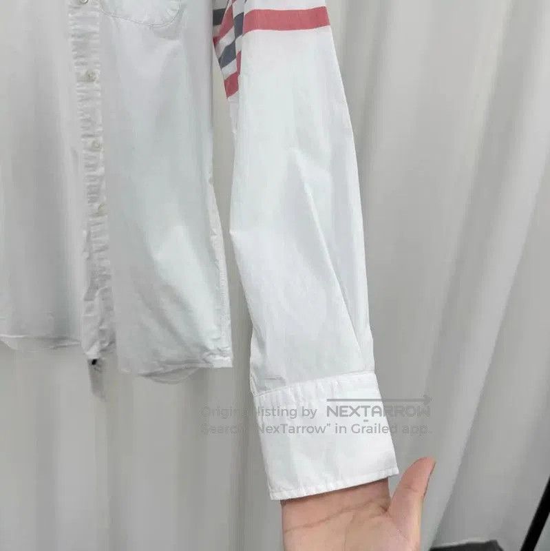 Thom Browne Thom Browne White Striped Long Sleeve Shirt . Size US XL / EU 56 / 4 - 4 Thumbnail