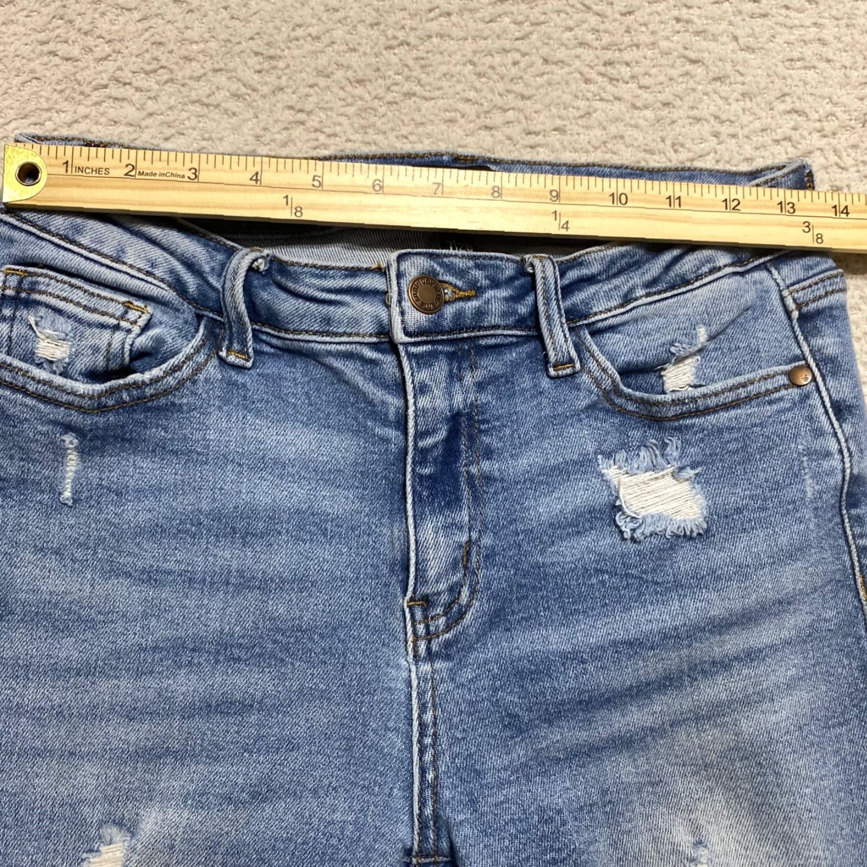Denime Judy Blue Jeans Womens Jeans Distressed 5-Pocket Skinny Mid Rise Blue Denim Distress Size 34" / US 12 / IT 48 - 5 Thumbnail