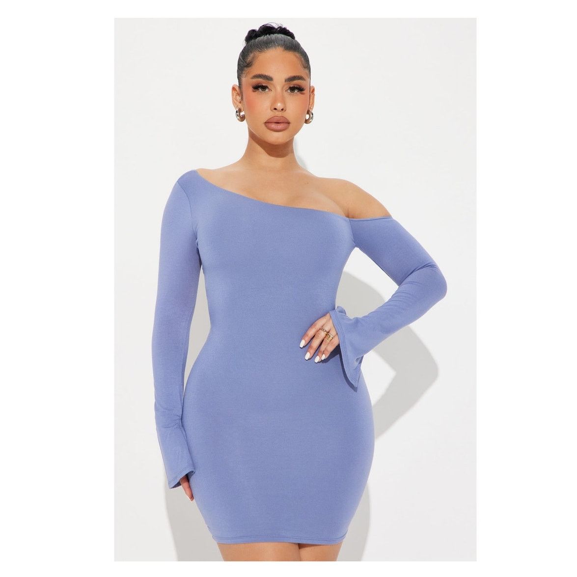 Other NEW Kiana Smooth Double Lined Long Sleeve Mini Dress Blue Size S / US 4 / IT 40 - 2 Thumbnail