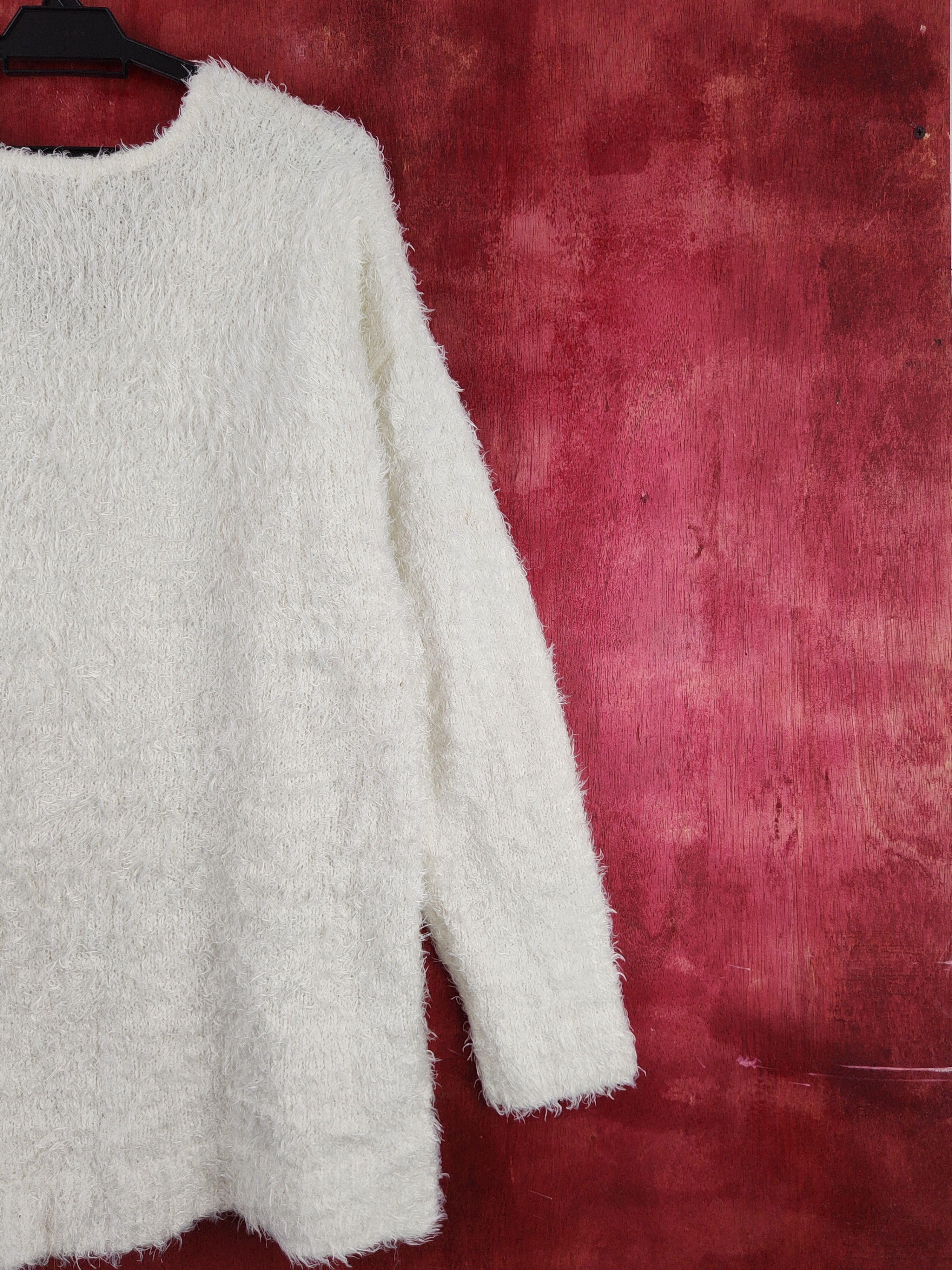Homespun Knitwear Olive Girl Ivory Shag Shaggy Fur Mohair Knitwear #S2005 Size XL / US 12-14 / IT 48-50 - 9 Thumbnail