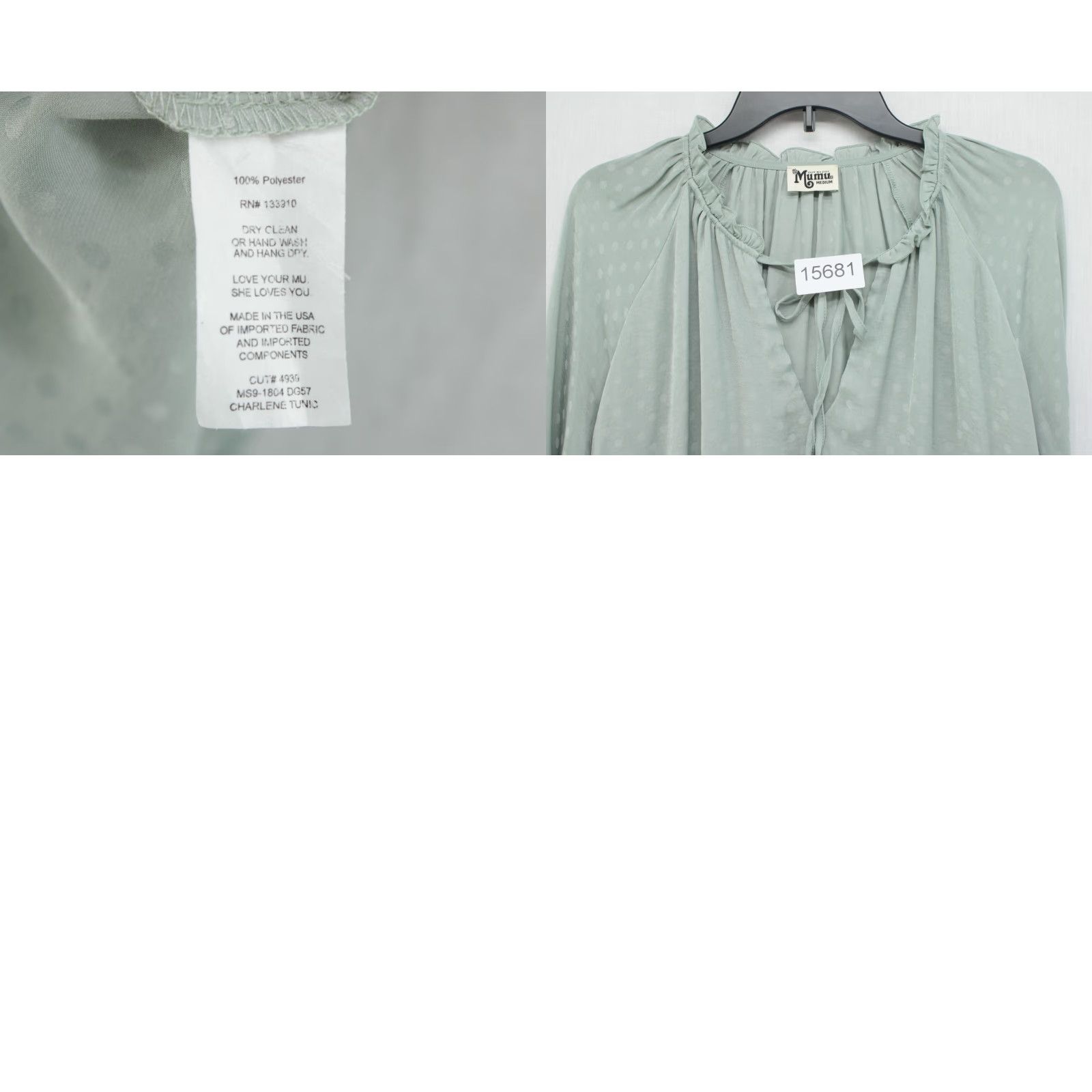 Show Me Your MuMu Show Me Your Mumu Charlene Tunic Top Women's M Green Polka Dot Tie-Sleeve V-Neck Pullover Blouse Casual/Business Women 90s? Size M / US 6-8 / IT 42-44 - 8 Thumbnail
