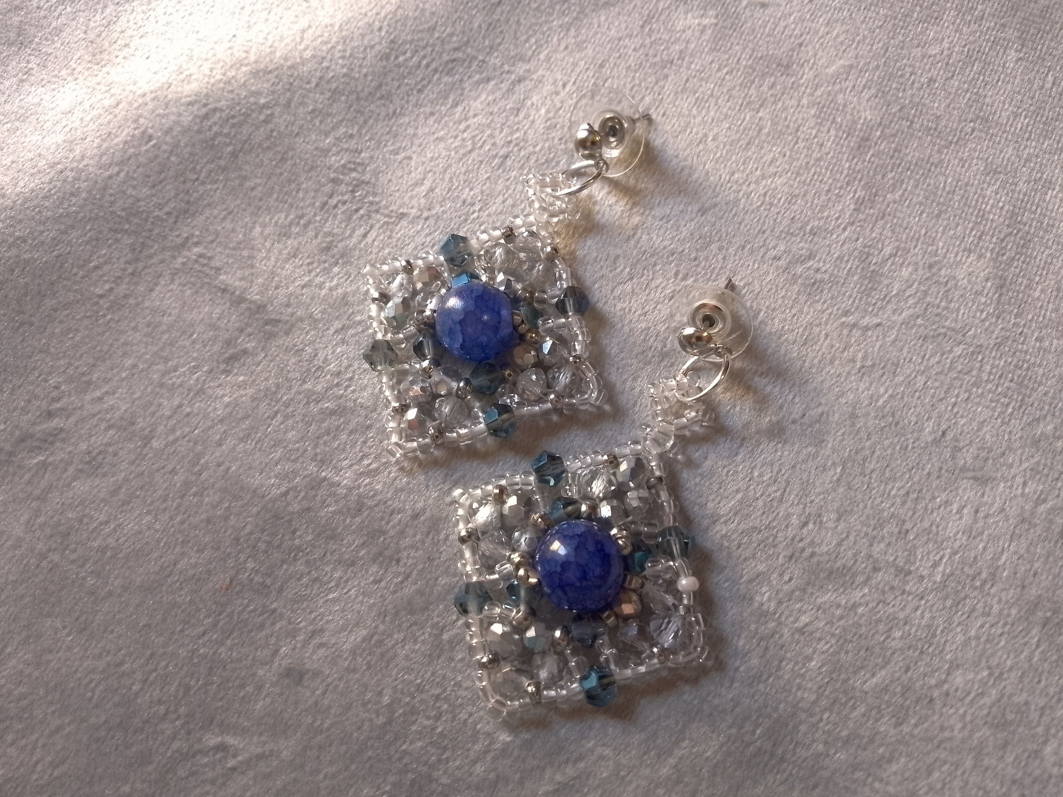 Handmade Elegant Earrings Crystal, blue Natural sodalite gemstones Size ONE SIZE - 1 Thumbnail