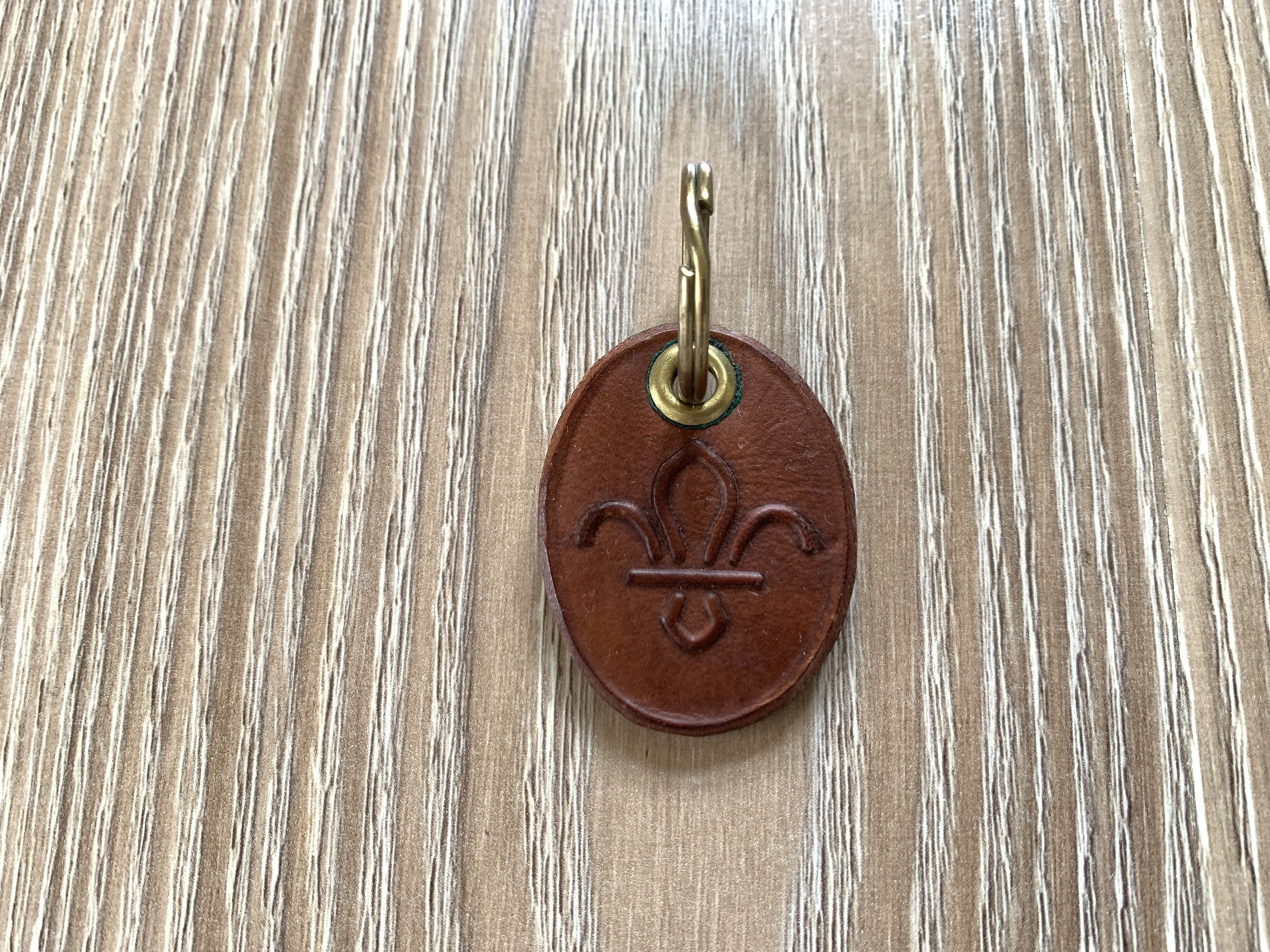 Handmade Leather Keychain With Lilly Embossing Size ONE SIZE - 4 Thumbnail