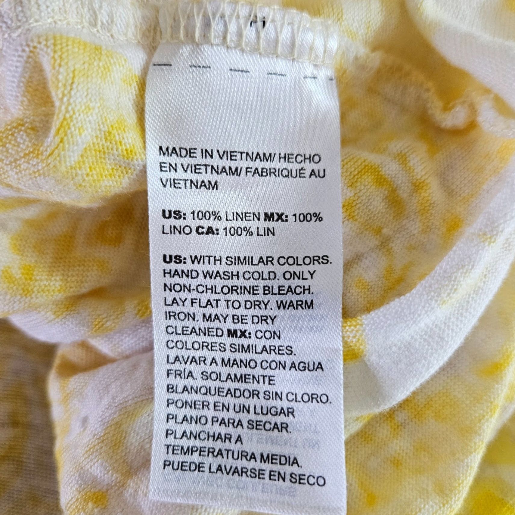 Vintage Chico's Womens Linen Top XL Yellow White 3/4 Sleeve V-Neck Blouse Shirt Womens XL Linen Top Size XL / US 12-14 / IT 48-50 - 4 Thumbnail