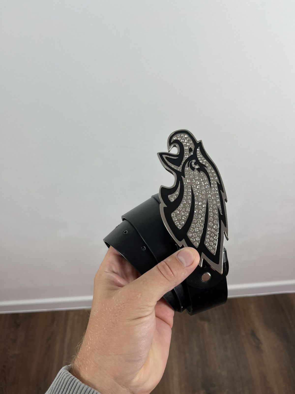 Other Y2K Black Belt with Eagle Rhinestone Buckle Statement Piece Size ONE SIZE - 5 Thumbnail