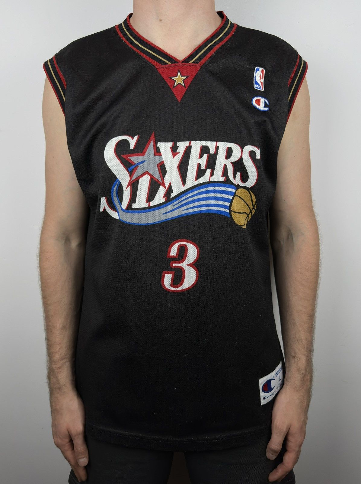 Champion #3 Allen Iverson Vintage Philadelphia Sixers 76ers Jersey Size US L / EU 52-54 / 3 - 3 Thumbnail