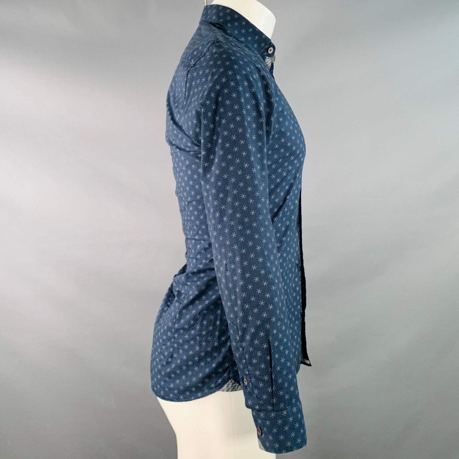 Ted Baker Hexwiz Navy White Circles Cotton One Pocket Long Sleeve Size US XS / EU 42 / 0 - 3 Thumbnail