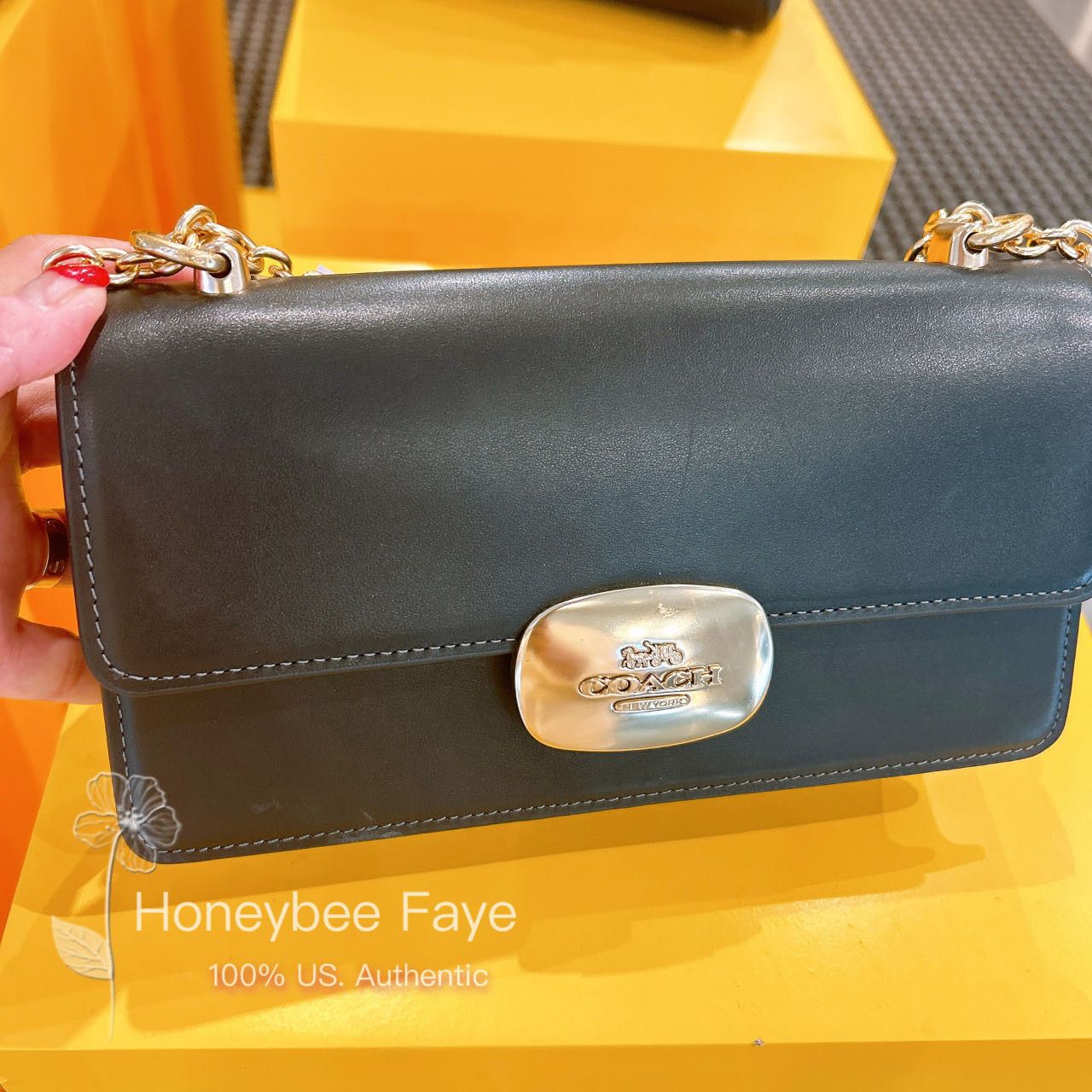 image of Coach Eliza Flap Crossbody in Gold/Black, Women's