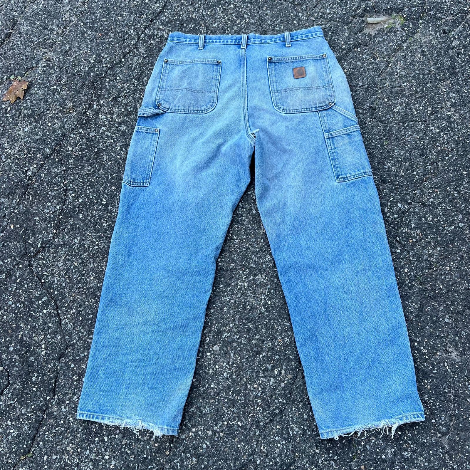 Carhartt × Vintage Vintage carhartt blue jeans denim double knee work pants Size US 36 / EU 52 - 6 Thumbnail