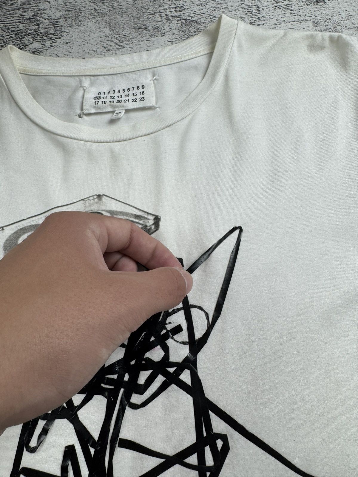 Maison Margiela Maison Margiela AW16 Men’s Large White Designer Cotton Tape T Shirt Tee Jersey Size US L / EU 52-54 / 3 - 11 Thumbnail
