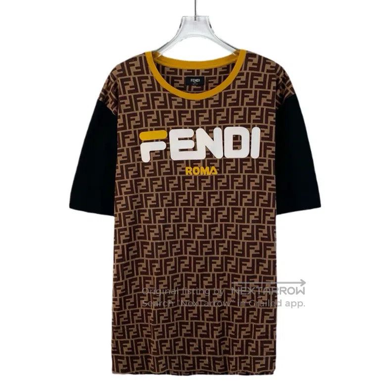 Fendi Fendi Color-Block Logo Letter Full-Print Cotton Round Neck Size US M / EU 48-50 / 2 - 1 Thumbnail