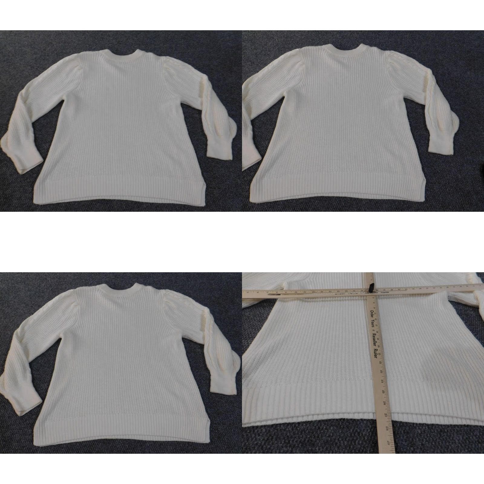 Vintage Crown & Ivy Sweater 2X Women's Pullover Crew Neck Raglan Sleeve White Cable-Knit Polyester Viscose Button Classic Casual Vintage: No Size XXL / US 16-18 / IT 52-54 - 8 Thumbnail