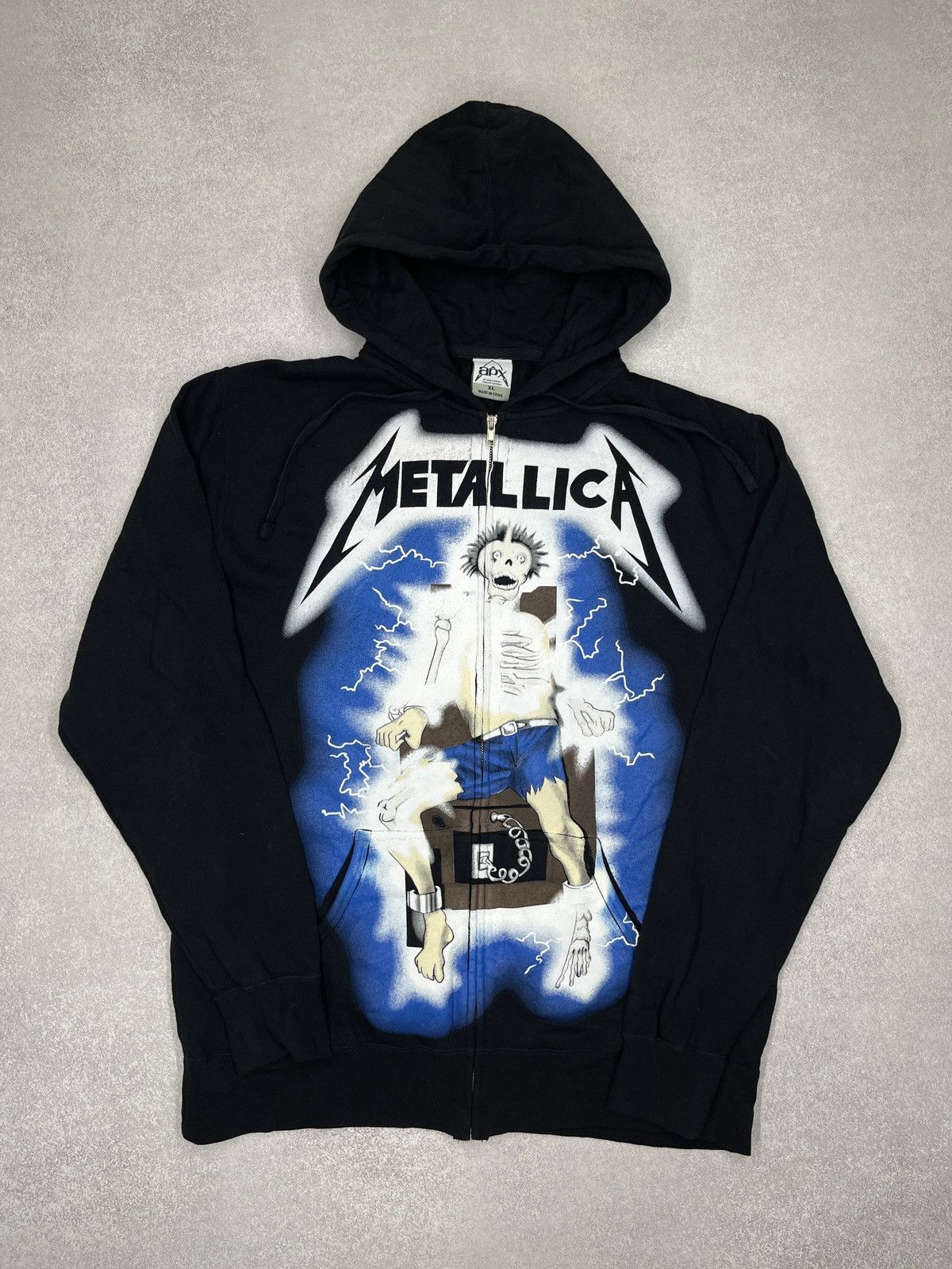Metallica Vintage APX Metallica Black Zip Hoodie Double Big Logo Skull Size US XL / EU 56 / 4 - 2 Thumbnail