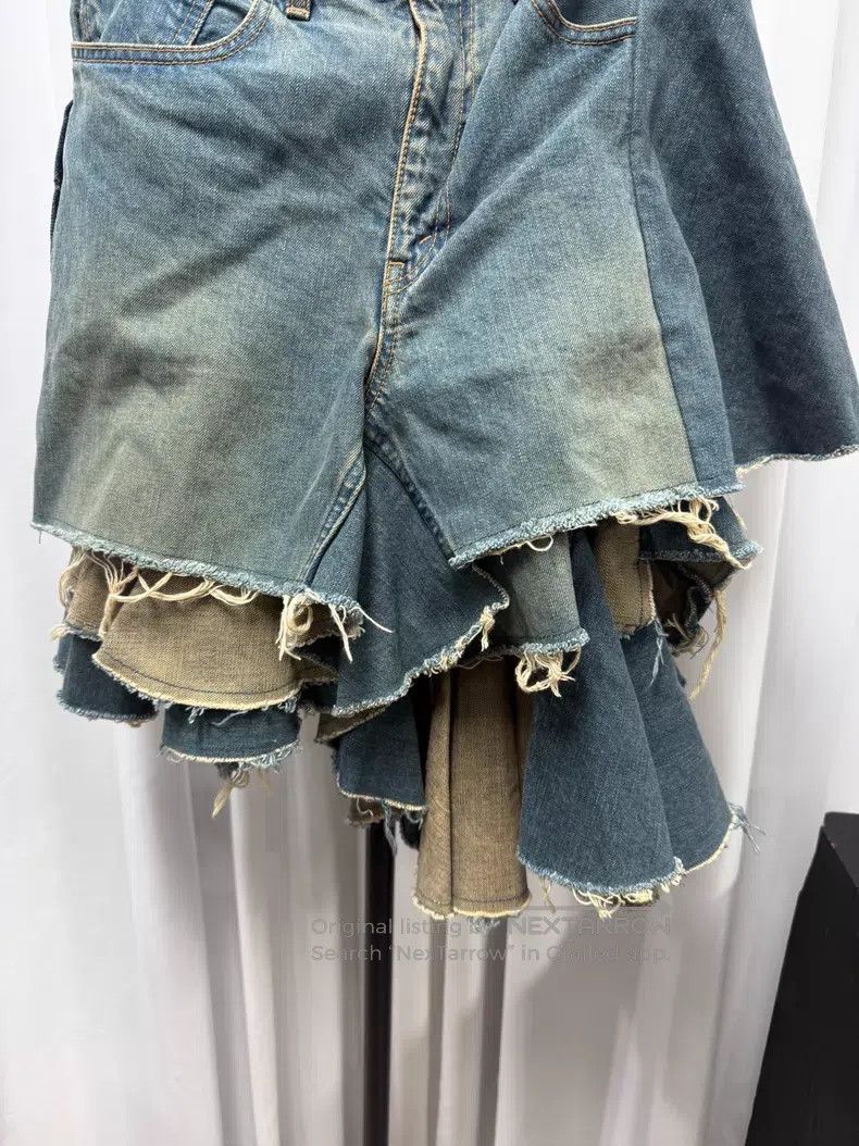 Junya Watanabe JUNYA WATANABE size M Ruffled Washed Denim Heavy Duty Skirt Size 25" / US 0 / IT 36 - 3 Thumbnail